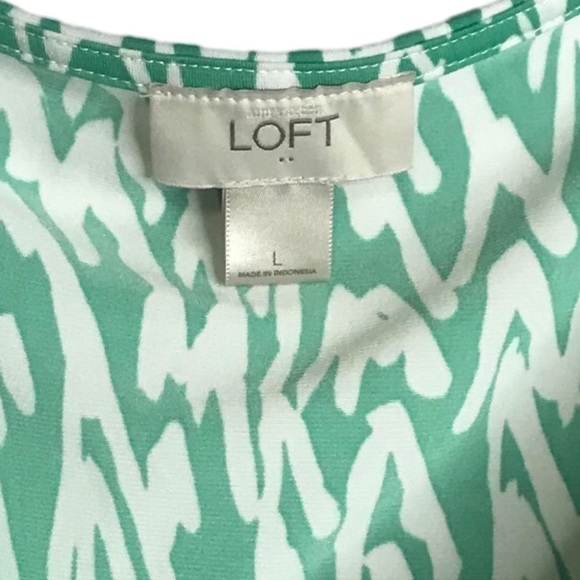Loft Draped Collar Green and White Dress Size L - Picture 6 of 12